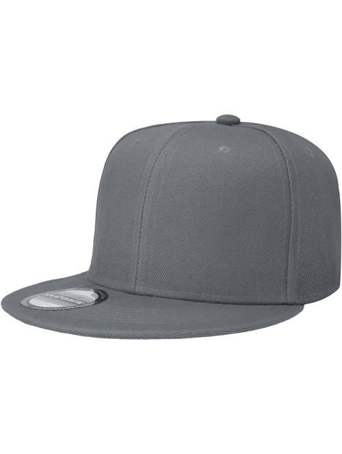 Baseball Caps Classic Snapback Hat Cap Hip Hop Style Flat Bill Blank Solid Color Adjustable Size - 2pcs Grey & Grey - CU195A4...