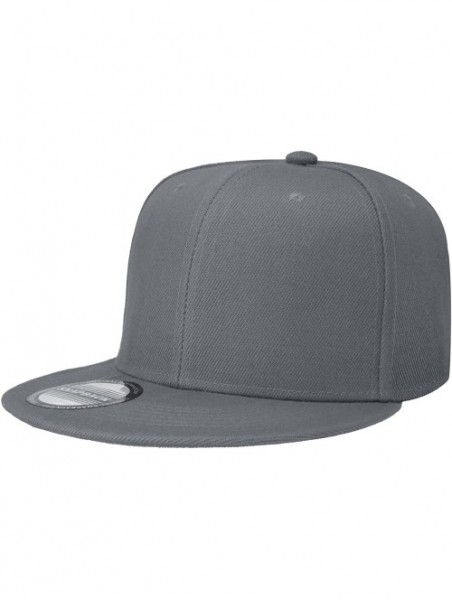 Baseball Caps Classic Snapback Hat Cap Hip Hop Style Flat Bill Blank Solid Color Adjustable Size - 2pcs Grey & Grey - CU195A4...