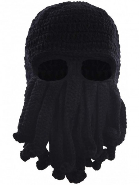 Skullies & Beanies Tentacle Octopus Cthulhu Knit Beanie Hat Caps Beard Halloween Costume Cosplay Mask - Black - C012C3IMETX $...