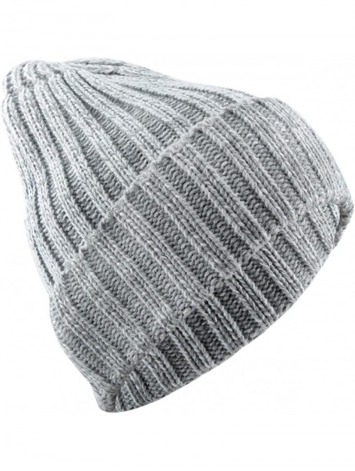 Skullies & Beanies Beanie Hats for Men Women-Winter Warm Baggy Ski Hat Knit Slouchy Cap - Grey & White - CT189I5G4K9 $14.05