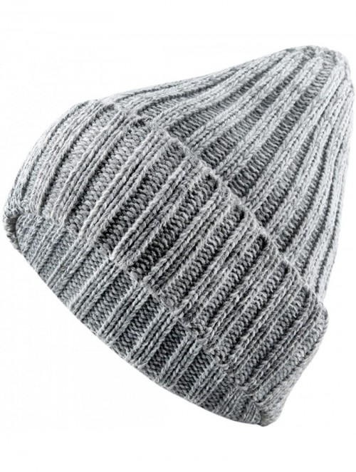 Skullies & Beanies Beanie Hats for Men Women-Winter Warm Baggy Ski Hat Knit Slouchy Cap - Grey & White - CT189I5G4K9 $14.05