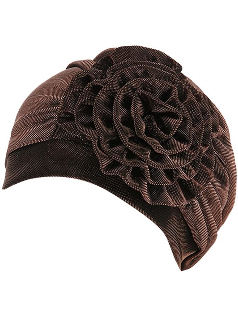 Skullies & Beanies Muslim Stretch Turban Hat Chemo Cap Hair Loss Head Scarf Wrap Hijab Cap - Coffee - CD18CQXCM3K $14.27