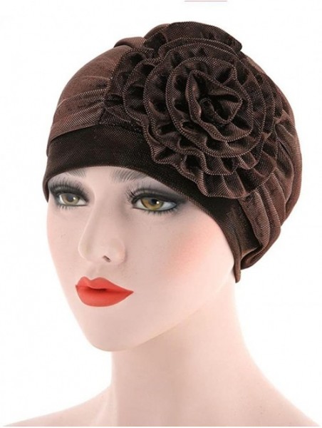 Skullies & Beanies Muslim Stretch Turban Hat Chemo Cap Hair Loss Head Scarf Wrap Hijab Cap - Coffee - CD18CQXCM3K $14.27