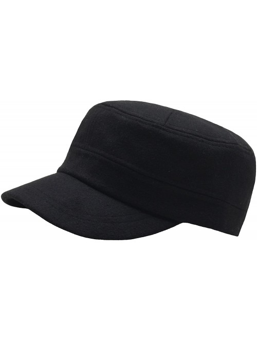 Baseball Caps A108 Wool Winter Warm Simple Design Club Army Cap Cadet Military Hat - Black - C3126N3HKE3 $32.84