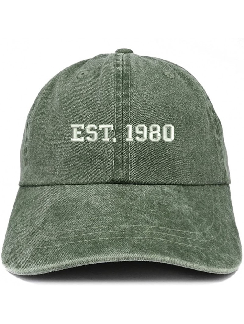 Baseball Caps EST 1980 Embroidered - 40th Birthday Gift Pigment Dyed Washed Cap - Dark Green - CY180QYOXQ7 $18.27