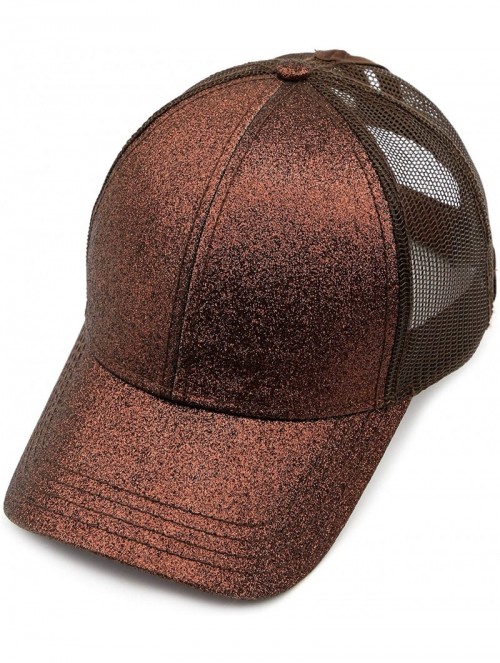 Baseball Caps Hatsandscarf Ponytail caps Messy Buns Trucker Plain Baseball Cap (BT-6) - Glitter-bronze - C218Q2674Y7 $18.51