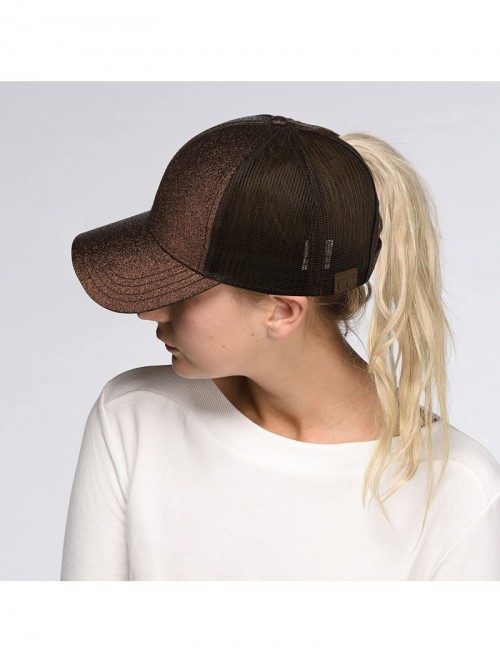 Baseball Caps Hatsandscarf Ponytail caps Messy Buns Trucker Plain Baseball Cap (BT-6) - Glitter-bronze - C218Q2674Y7 $18.51