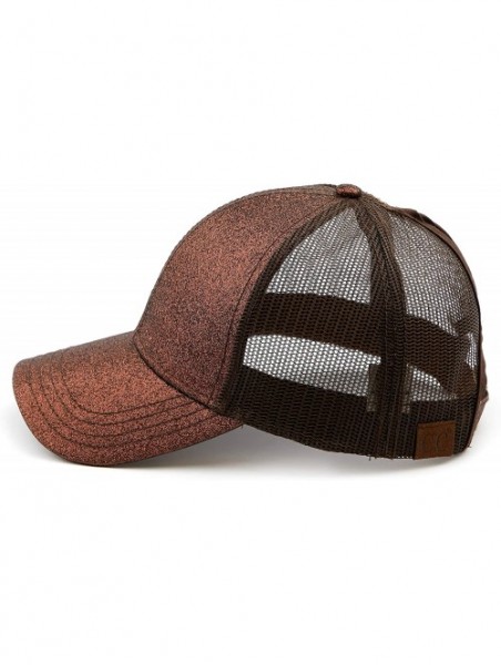 Baseball Caps Hatsandscarf Ponytail caps Messy Buns Trucker Plain Baseball Cap (BT-6) - Glitter-bronze - C218Q2674Y7 $18.51