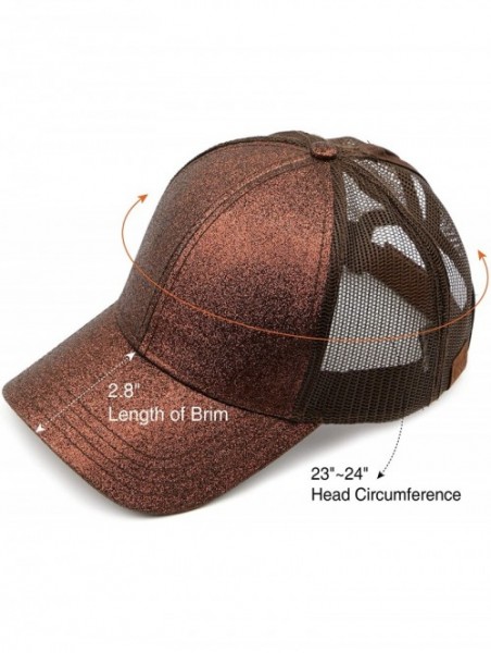 Baseball Caps Hatsandscarf Ponytail caps Messy Buns Trucker Plain Baseball Cap (BT-6) - Glitter-bronze - C218Q2674Y7 $18.51