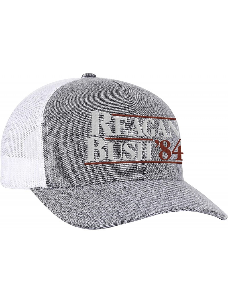 Baseball Caps Reagan Bush 84 Campaign Adult Trucker Hat - Heather Grey/White - C9199IEEMU3 $33.92