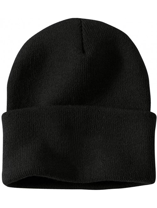 Skullies & Beanies Winter Daily Beanie Men Women Unisex Cuffed Plain Skull Knit Hat Cap Black - CH19298U8OT $13.04