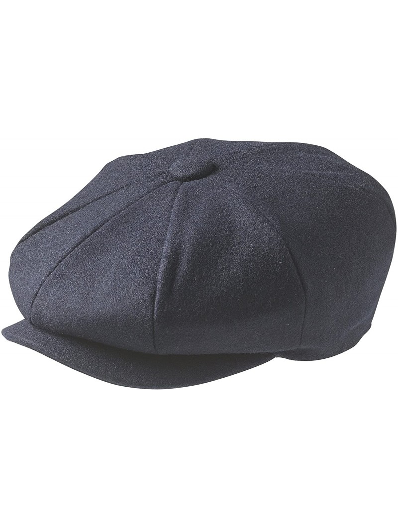 Newsboy Caps Men's 8 Piece 'Newsboy' Style Flat Cap Wool - Navy - CQ18LDDXGRC $52.69