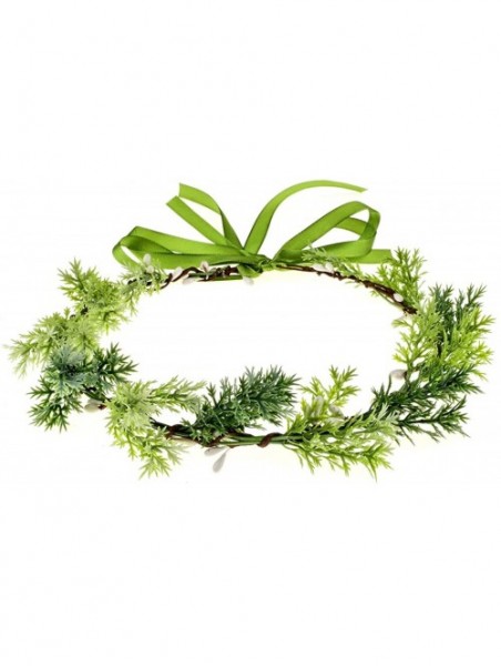 Headbands Succulent Flower Crown Eucalyptus Halo Wedding Floral Headband Photo Prop - Cypress Leaf - CT18E7OOIGG $11.79