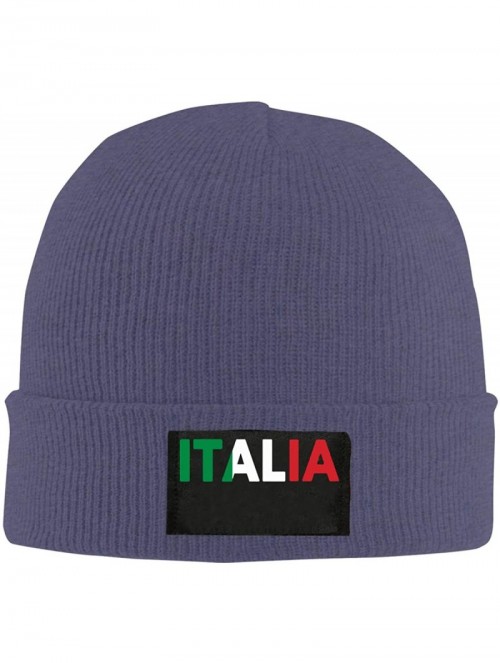 Skullies & Beanies Italia Italy Italian Flag Men & Women's Knitted Hat Fashion Warm Pure Color Hat - Navy - C518O808ZL2 $21.39