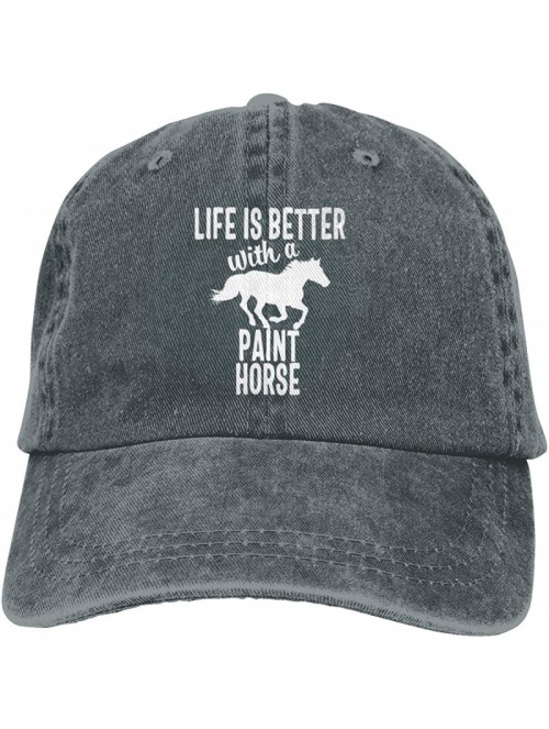 Baseball Caps Africa Rainbow Unisex Washed Adjustable Baseball Hats Dad Caps - Life is Better With a Paint Horse /Deep Heathe...