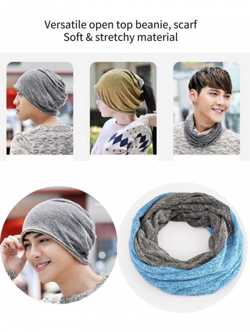 Skullies & Beanies 2 Pack Slouchy Ponytail Beanie Hat for Men Women Stretchy Multifunction Bandana Face Cover Jogging Cycling...