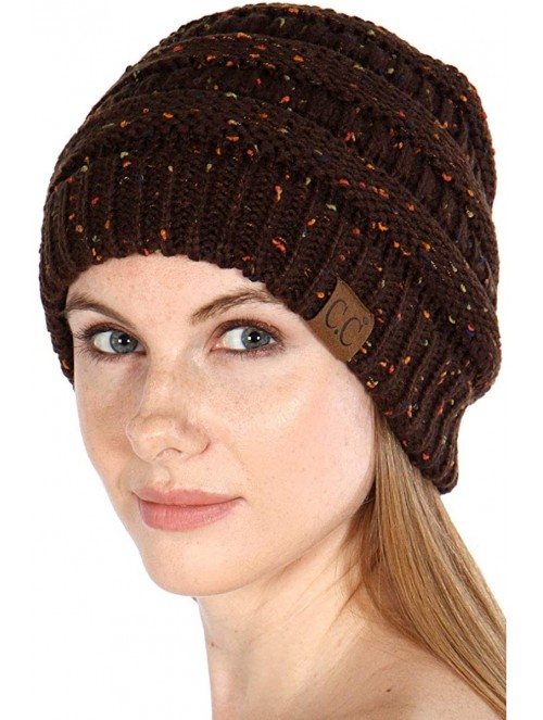 Skullies & Beanies USA Trendy Warm Chunky Soft Stretch Cable Knit Slouchy Beanie - Confetti Brown - CG18M5AY4OZ $16.55