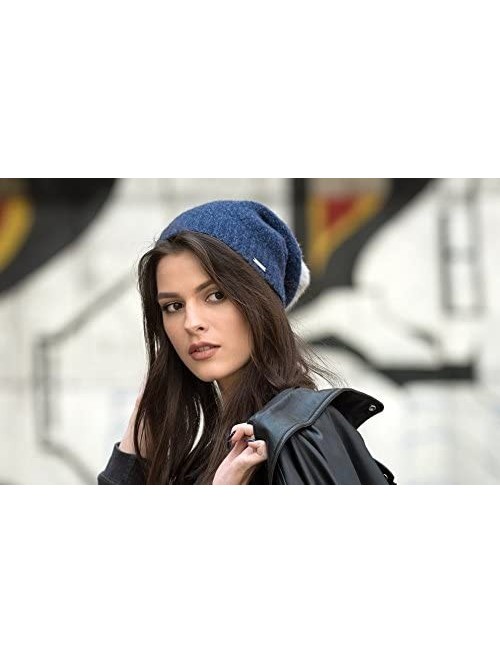 Skullies & Beanies 95% Cashmere Hat with Detachable Rabbit Fur Pom CSH994R - Navy Blue - CW186LLYCW3 $51.84