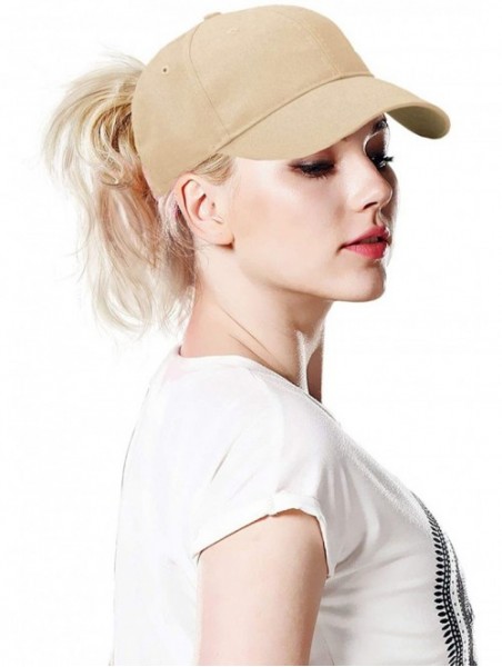 Baseball Caps Distressed Ponytail Hat Baseball Women Cotton Retro Cap - Khaki - CM18SQX5RCL $11.72