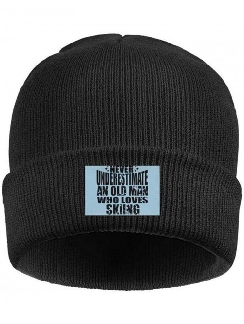 Skullies & Beanies Never-Underestimate-an-Old-Man-Who-Loves-Skiing-. Daily Beanies Hat for Men Women Slouchy Skull Cap - Blac...
