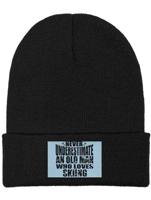 Skullies & Beanies Never-Underestimate-an-Old-Man-Who-Loves-Skiing-. Daily Beanies Hat for Men Women Slouchy Skull Cap - Blac...