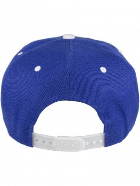 Baseball Caps Plain Blank Flat Brim Adjustable Snapback Baseball Caps Wholesale LOT 12 Pack - Royal/White - CT18TAOXSNI $31.86