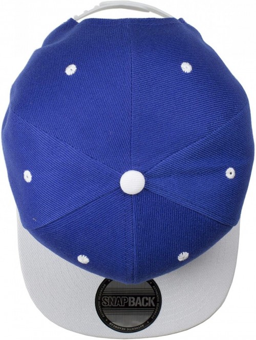 Baseball Caps Plain Blank Flat Brim Adjustable Snapback Baseball Caps Wholesale LOT 12 Pack - Royal/White - CT18TAOXSNI $31.86