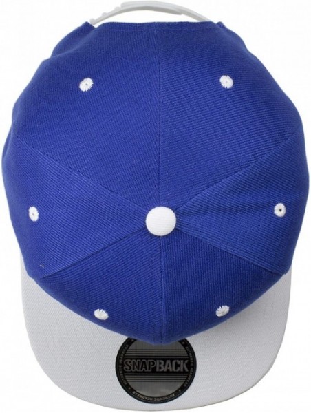 Baseball Caps Plain Blank Flat Brim Adjustable Snapback Baseball Caps Wholesale LOT 12 Pack - Royal/White - CT18TAOXSNI $31.86