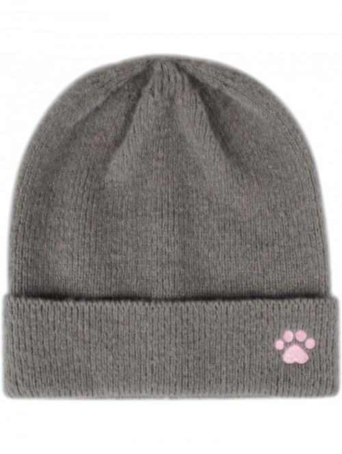 Skullies & Beanies Cat Lover Dog Lover Gift Stretchy Love Paw Embroidery Knit Beanie Skully Toque - Grey Hat Pink Love Paw - ...