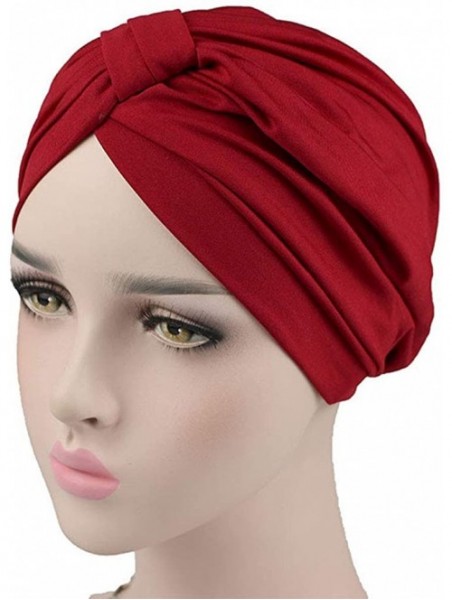 Skullies & Beanies Women's Chemo Pre Tied Cap Hair Wrap Cover Up 2 Pack - Red - CQ18EC0Z8RY $11.01