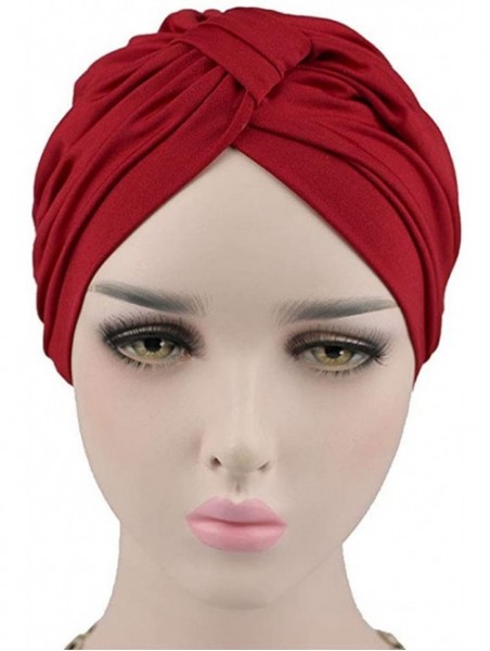 Skullies & Beanies Women's Chemo Pre Tied Cap Hair Wrap Cover Up 2 Pack - Red - CQ18EC0Z8RY $11.01