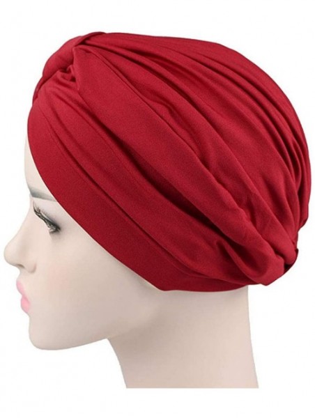 Skullies & Beanies Women's Chemo Pre Tied Cap Hair Wrap Cover Up 2 Pack - Red - CQ18EC0Z8RY $11.01