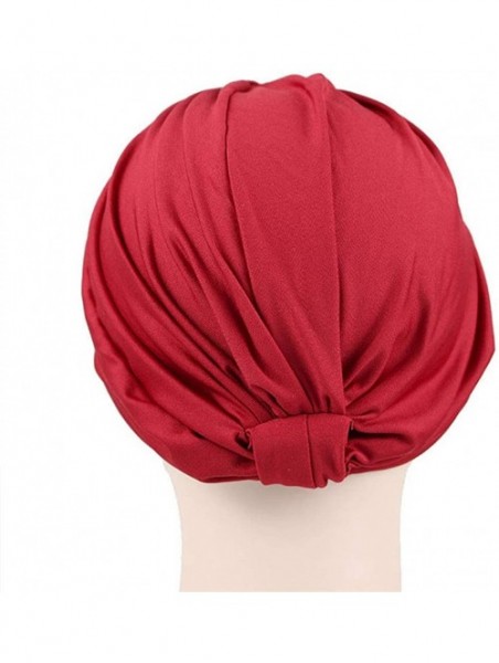 Skullies & Beanies Women's Chemo Pre Tied Cap Hair Wrap Cover Up 2 Pack - Red - CQ18EC0Z8RY $11.01