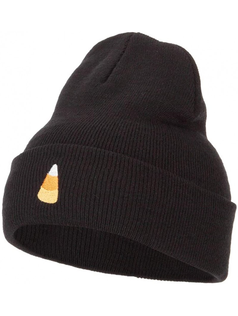 Skullies & Beanies Candy Corn Embroidered Long Beanie - Black - CR18K2MGE77 $22.69