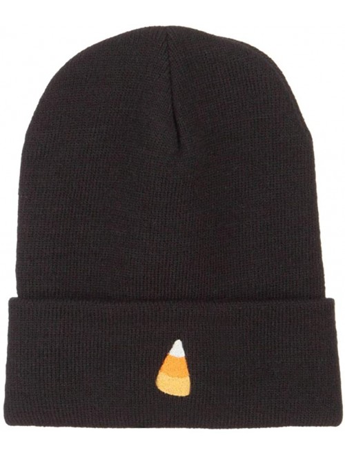 Skullies & Beanies Candy Corn Embroidered Long Beanie - Black - CR18K2MGE77 $22.69