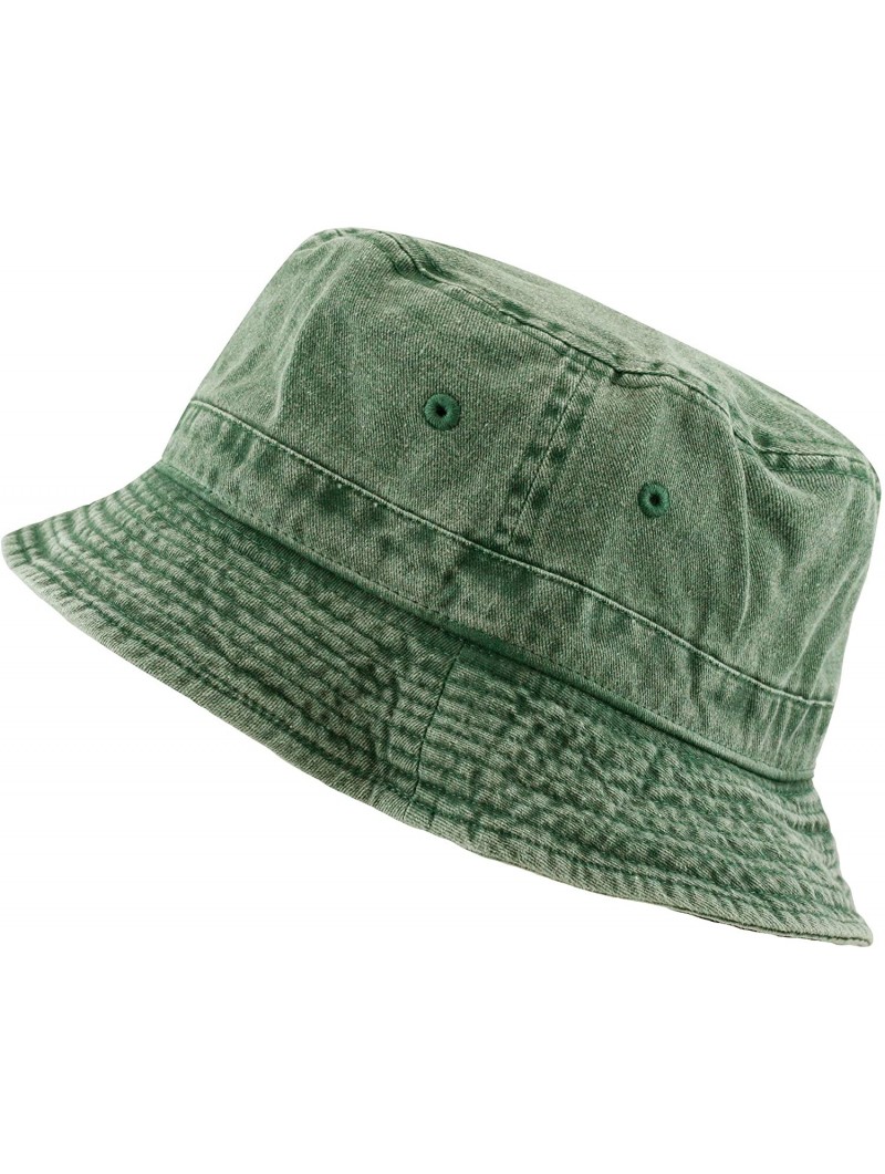 Bucket Hats 100% Cotton Canvas & Pigment Dyed Packable Summer Travel Bucket Hat - 2. Pigment - Green - CC196E9OXSR $16.20