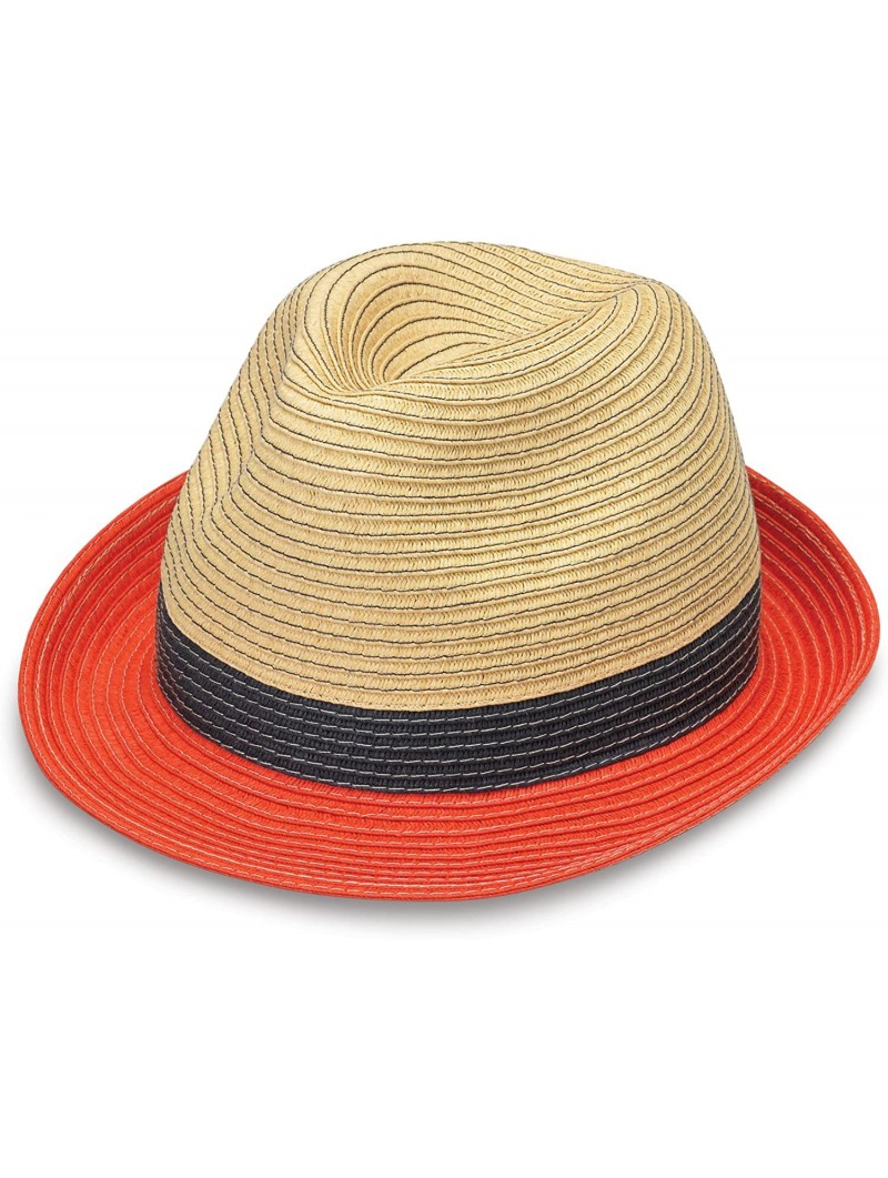 Sun Hats St. Tropez Trilby - Unisex- Designed in Australia- Tri-Toned - Orange Combo - C112O0L21TI $42.10