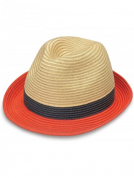 Sun Hats St. Tropez Trilby - Unisex- Designed in Australia- Tri-Toned - Orange Combo - C112O0L21TI $42.10