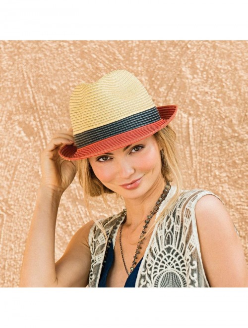 Sun Hats St. Tropez Trilby - Unisex- Designed in Australia- Tri-Toned - Orange Combo - C112O0L21TI $42.10