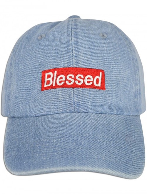 Baseball Caps Blessed Embroidered Dad Cap Hat Adjustable Polo Style Unconstructed - Lt. Blue Denim - CT18CI92DX5 $17.21