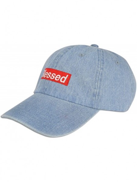 Baseball Caps Blessed Embroidered Dad Cap Hat Adjustable Polo Style Unconstructed - Lt. Blue Denim - CT18CI92DX5 $17.21