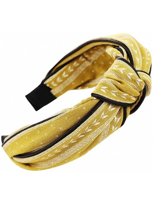 Headbands Fashion Bow Knot Print Hairband Women Hair Head Hoop Simple Sweet Girls Headband - Yellow - C118WL8NU0O $14.33