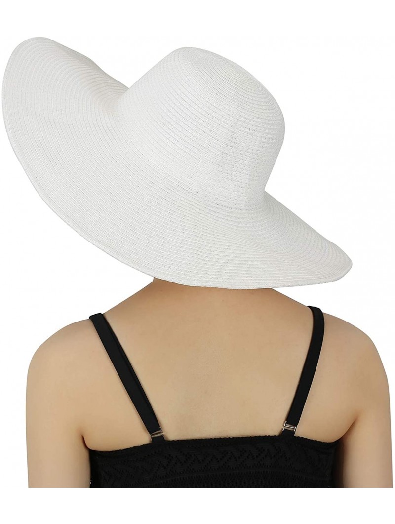 Sun Hats Sun Hats for Women - Wide Brim Beach Floppy Summer Hat for Girls - White - C611KY1IL4T $17.66