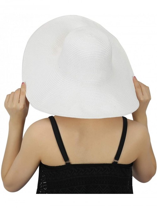 Sun Hats Sun Hats for Women - Wide Brim Beach Floppy Summer Hat for Girls - White - C611KY1IL4T $17.66