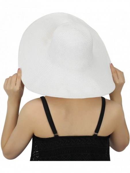 Sun Hats Sun Hats for Women - Wide Brim Beach Floppy Summer Hat for Girls - White - C611KY1IL4T $17.66