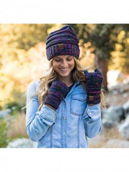 Skullies & Beanies Exclusives Oversized Slouchy Beanie Bundled with Matching Lined Touchscreen Glove - Violet - CA193ENNDT4 $...