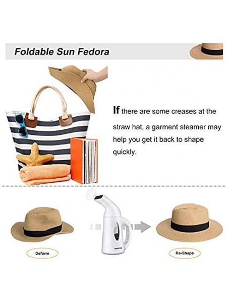 Sun Hats Panama Sunhat Breathable Wide Brim Straw Bowknot Fedora Travel Beach Sun Hat Foldable UPF50+ for Girls Women - CD18T...