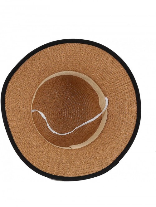 Sun Hats Panama Sunhat Breathable Wide Brim Straw Bowknot Fedora Travel Beach Sun Hat Foldable UPF50+ for Girls Women - CD18T...