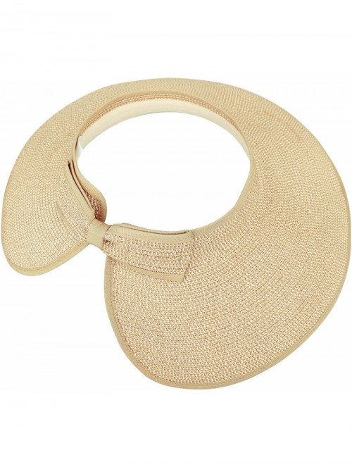 Visors Spring/Summer Classics Edition Straw Roll-able Sun Visor Hat - Beige Brown Mix - C618DMACKM0 $15.86