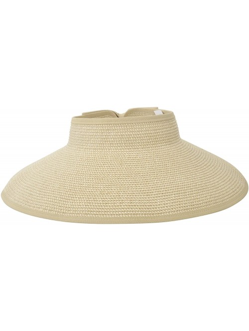 Visors Spring/Summer Classics Edition Straw Roll-able Sun Visor Hat - Beige Brown Mix - C618DMACKM0 $15.86